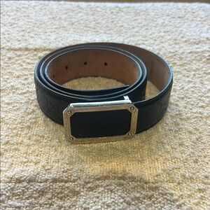 Gucci Black Leather Belt with Silver Buckle